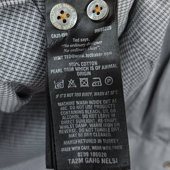 TED BAKER LONDON Men's Long Sleeve Button Down Shirt Striped Gray Size 3 Cotton - Picture 5 of 6